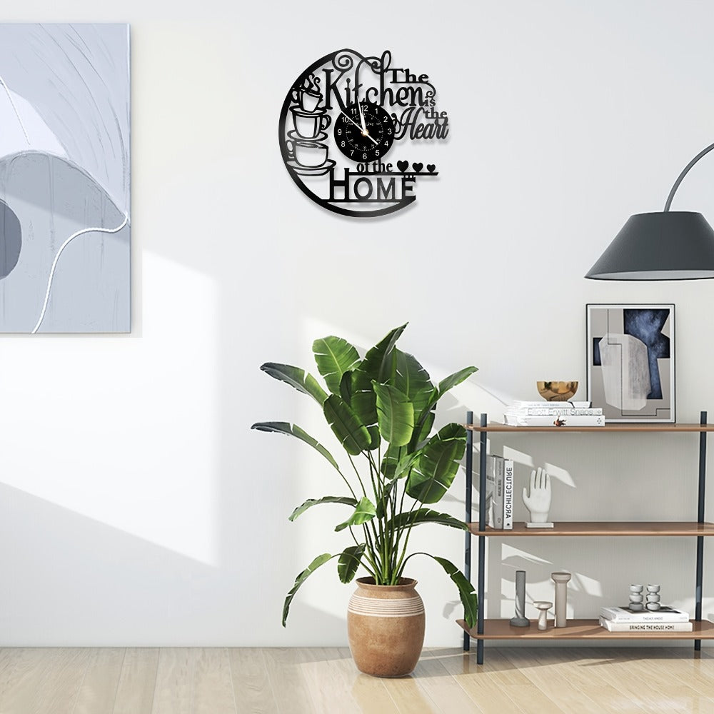 Coffee Vinyl Record Wall Clock Silent, Decorative Coffee Cup Design Clock for Kitchen Living Room Bedroom, Unique Home Decor Gift for Coffee Lovers Christmas Birthday