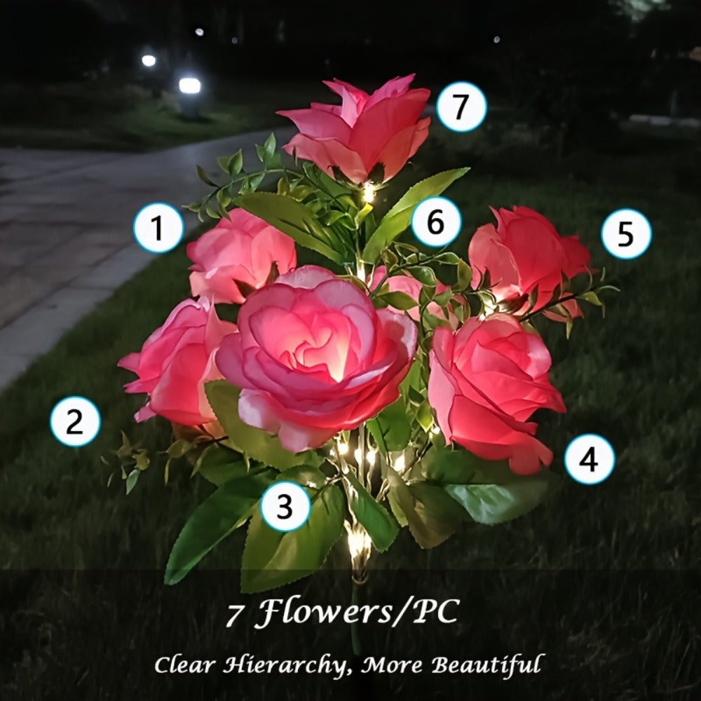 Solar Garden Lights Outdoor 2 Pack ¨C 14 Realistic Rose Stake Lights, Solar Powered Yard & Patio Decor