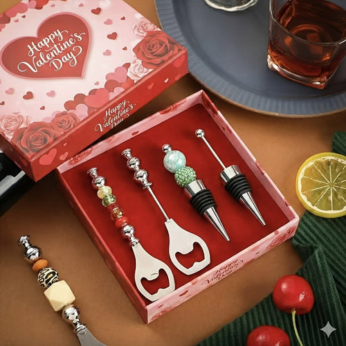 Beadable Beer Bottle Opener Set Bulk Decorative Beaded Wine Stopper Reusable DIY Party Gift for Wedding Bar Festival 10 or 20 Pieces