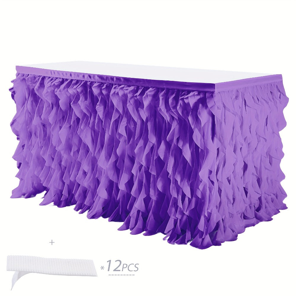 Tutu Table Skirt 6ft ¨C Ruffle Curly Willow Tulle Table Skirt for Rectangle & Round Tables, Birthday Party, Wedding, Baby Shower, Christmas & Halloween Decoration, Multiple Colors