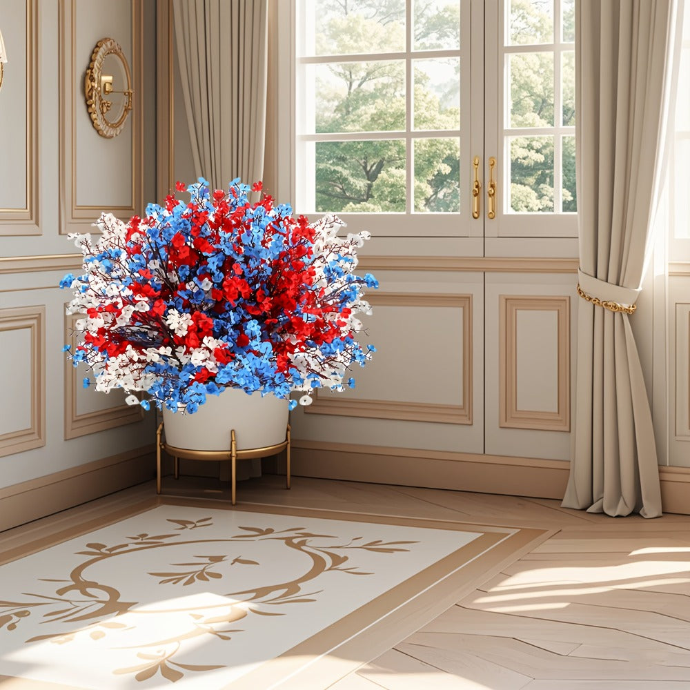 Artificial Baby's Breath Flowers 9pcs ¨C Red White Blue Gypsophila Fake Flowers for Independence Day, Patriotic Party, Home Decor, Tabletop & Seasonal Holiday Floral Arrangements