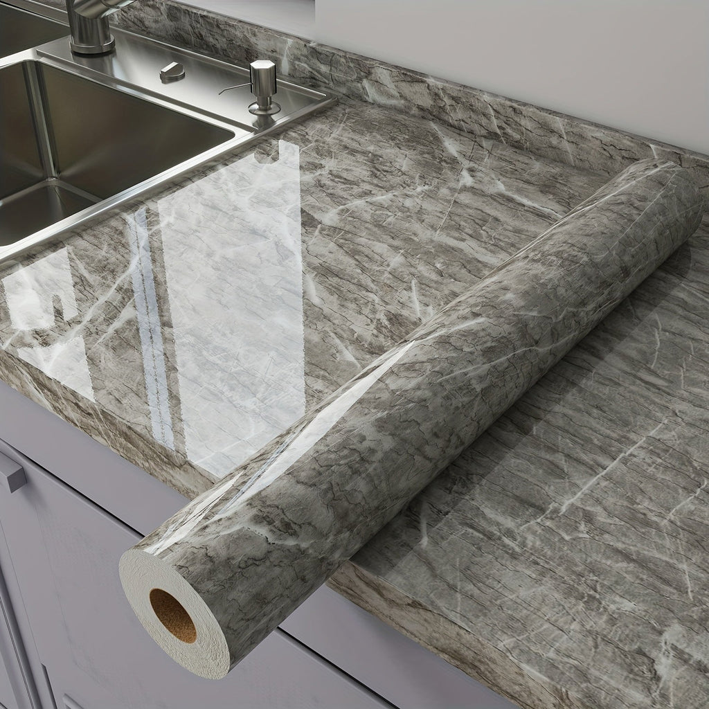 Marble Peel and Stick Wallpaper Roll - Waterproof Oil-Proof Self-Adhesive Wall Contact Paper for Kitchen Backsplash Bathroom Countertop