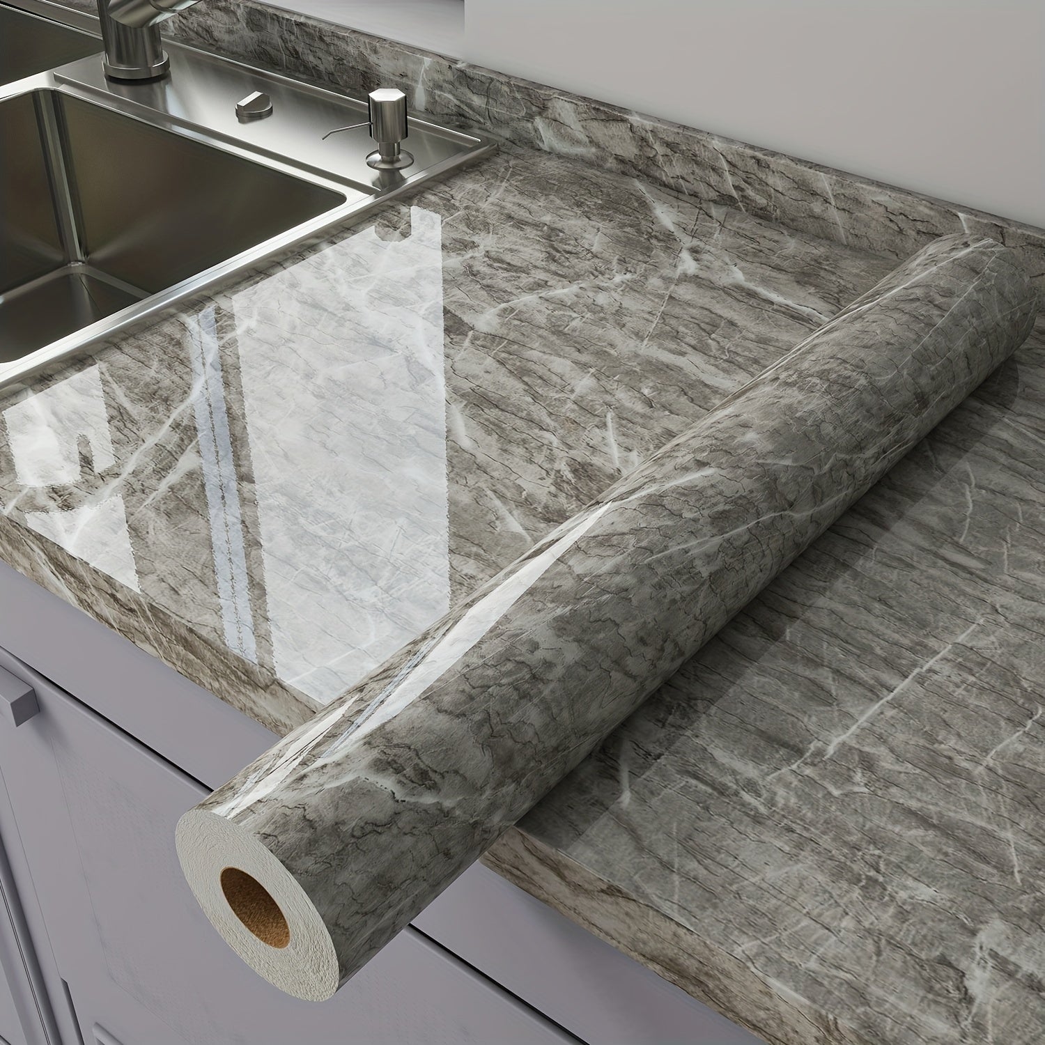 Marble Peel and Stick Wallpaper Roll - Waterproof Oil-Proof Self-Adhesive Wall Contact Paper for Kitchen Backsplash Bathroom Countertop