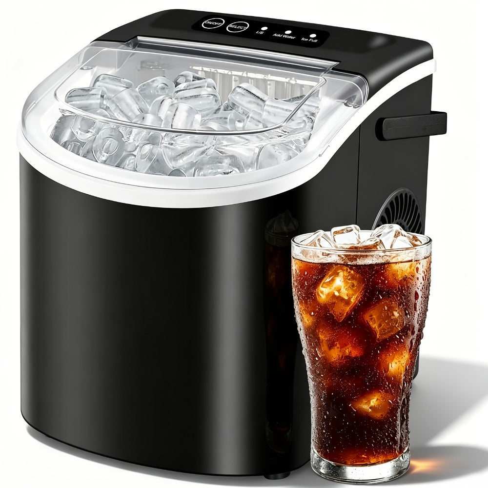 Ice Maker with Basket & Scoop ¨C 26 Lbs/Day Countertop Bullet Ice Machine, 9 Cubes in 6 Mins, Self-Cleaning, 5 Colors Pink White Green Silver Black, for Home, Kitchen, Office, Bar, RV & Camping