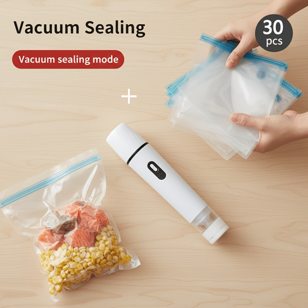 Handheld Vacuum Sealer Machine for Food Storage Portable Food Vacuum Preservation Device with 15 or 30 Vacuum Bags ¨C Powerful Compact Vacuum Sealing Machine for Freshness