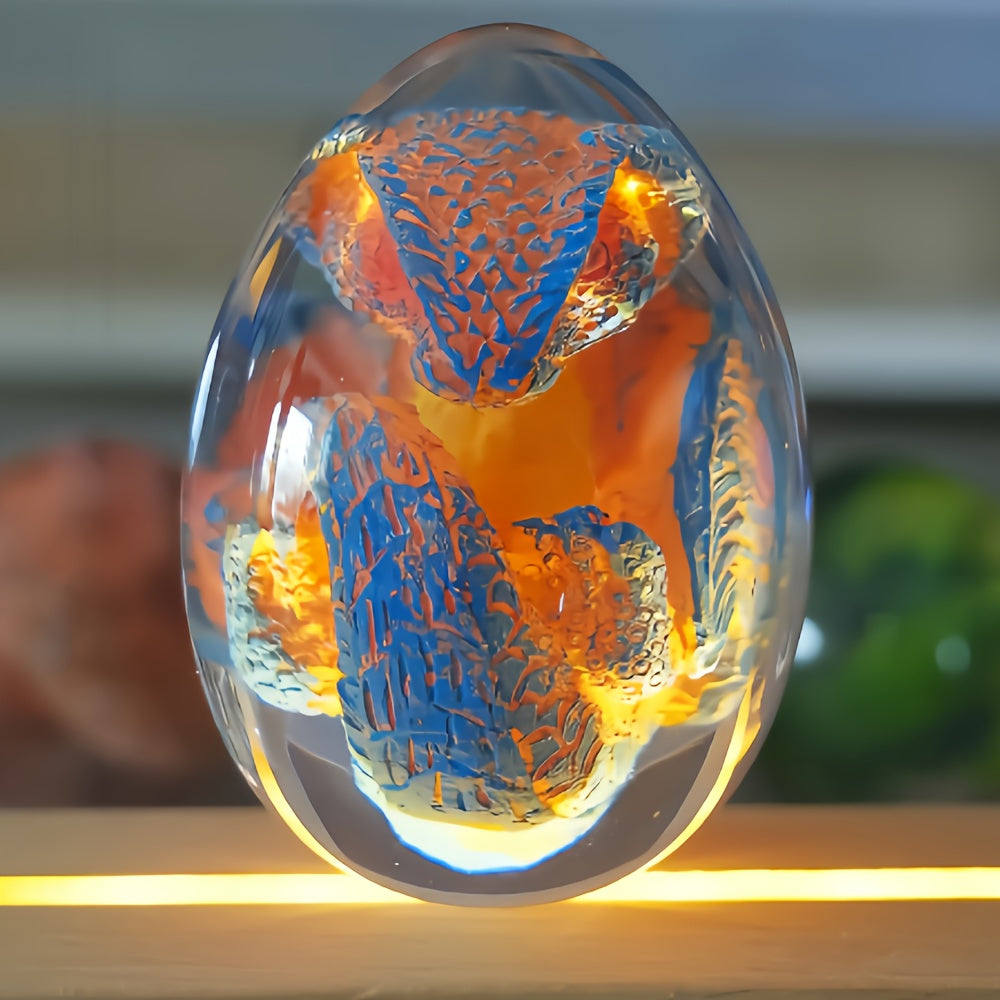 Dragon Egg Statue Transparent Resin Dragon Egg Figurine Dinosaur Souvenir Collectible Craft for Home Decor Desktop Display Birthday Christmas Halloween Gift Red Purple Green Blue