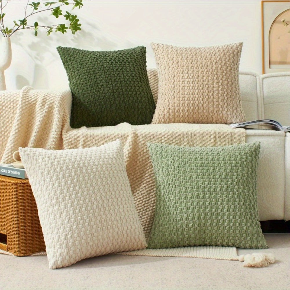 Velvet Throw Pillow Covers 4-Pack 20x20 Inch - Double-Sided Soft Cushion Covers with Zipper Closure, Machine Washable Decorative Pillowcases for Sofa Couch Bed Chair & Modern Home Decor