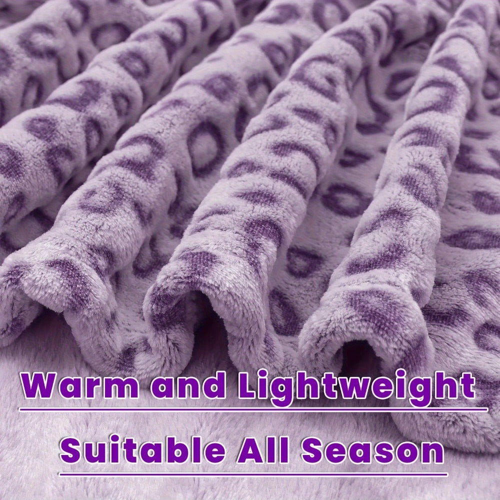 Leopard Print Throw Blanket ¨C Soft Fluffy Jacquard Fleece Flannel for Couch, Bed, Sofa & Camping, 3 Sizes, 5 Colors