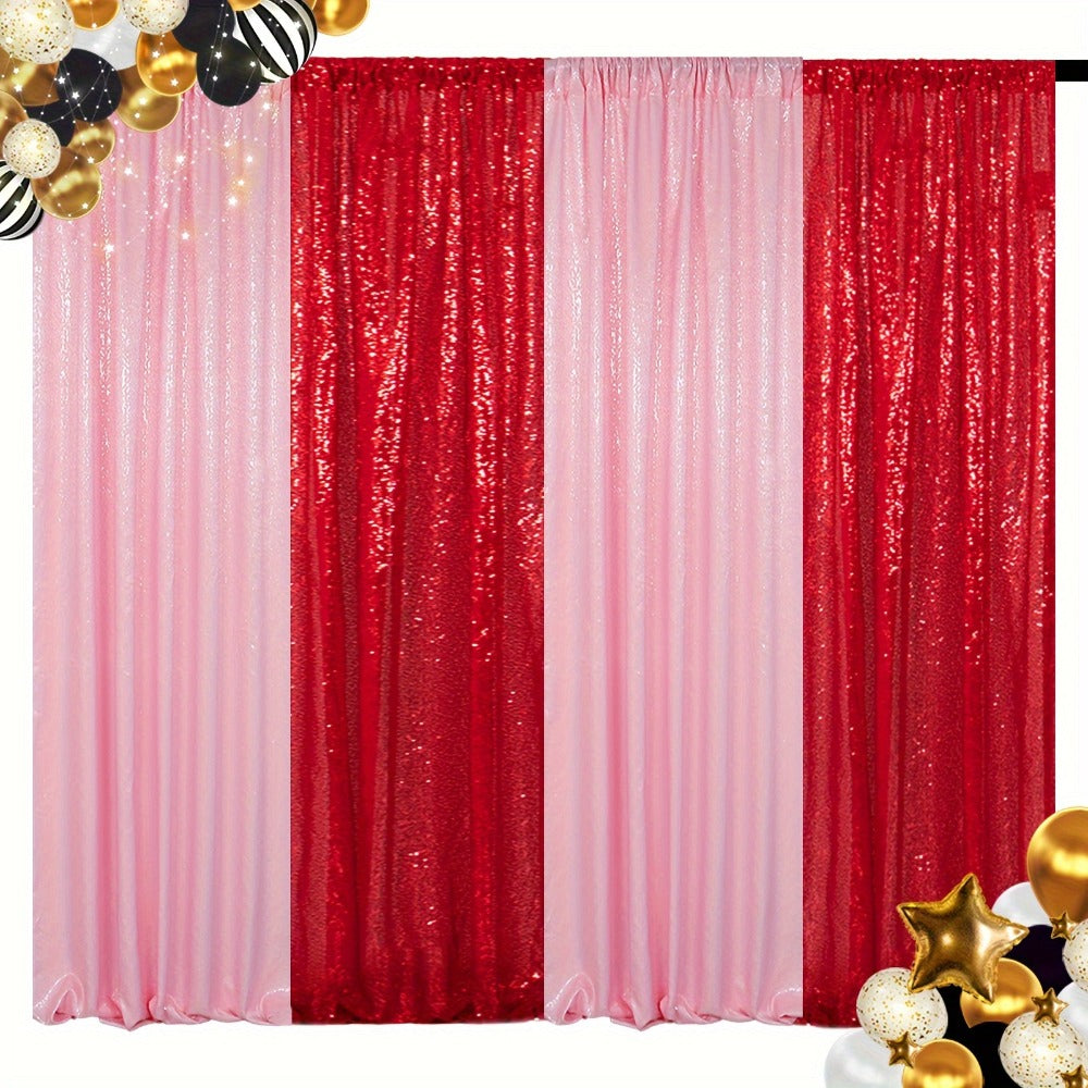 Sequin Backdrop Curtain 4 Panels 2FTx8FT ¨C Shimmer Glitter Background for Wedding Party Photo Booth Decoration