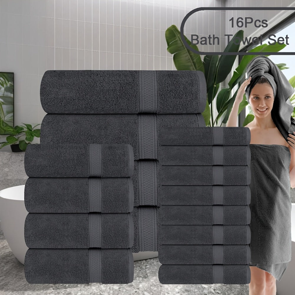 Luxury Soft Towel Set 8 or 16 Piece - Thickened Quick Dry Skin Friendly High Absorbency Bath Towels Hand Towels Washcloths | 13+ Colors | Home Hotel Travel Fitness Spa Gift Set