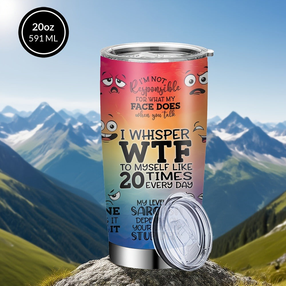 Insulated Tumbler 20oz with Lid & Straw Rainbow Humor Pattern Stainless Steel Travel Coffee Mug Hot Cold Drinks Gift for Women Men Coworker Birthday Christmas