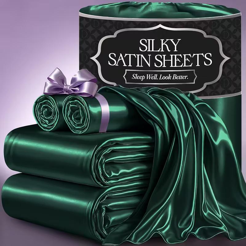 Satin Bed Sheets Set 2100TC Ultra Soft 3/4pcs ¨C Silky Smooth Breathable Satin Bedding for Twin Full Queen King, 5-Star Luxury Hotel Experience, Solid Color, 7 Colors Available