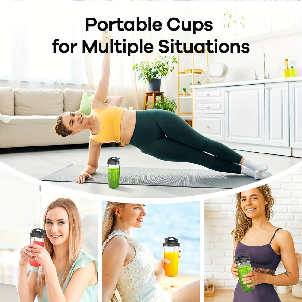 Personal Smoothie Blender 15pcs - Blender for Shakes and Smoothies with Grinder Combo 2-Speed Control - 4 BPA-Free Portable Blender Cups Smoothie Maker for Home Gym Travel - Silvery Black