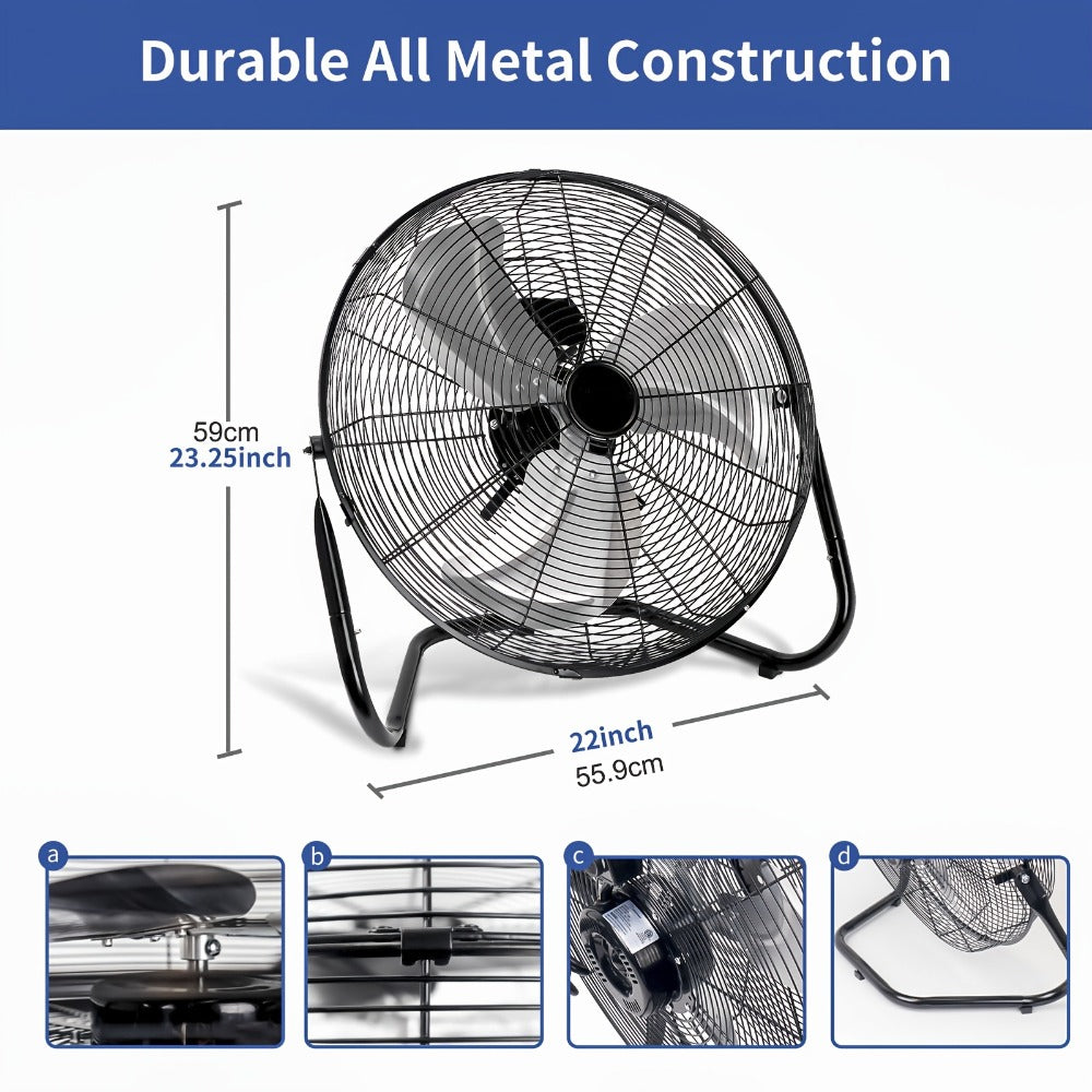 Industrial Floor Fan ¨C Heavy Duty Metal Stand Fan with 3 Speed Settings & 360¡ã Tilt, High Velocity Airflow for Warehouse, Workshop, Garage, Factory & Basement ¨C 4/9/14/20 Inch
