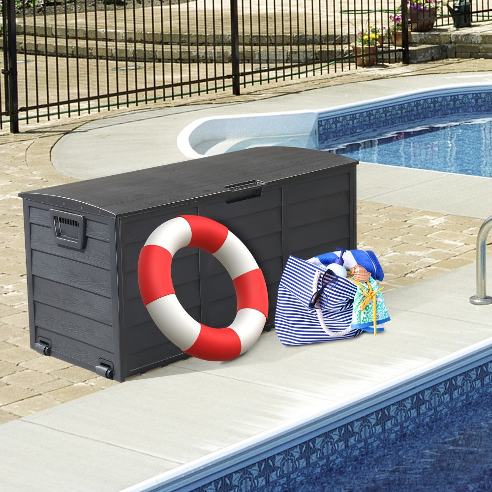 75 Gallon Deck Box with Wheels ¨C 284L Resin Outdoor Storage Box Lockable Plastic Container for Patio, Pool & Garden, 110 lbs Capacity, Multiple Colors, Weatherproof Outdoor Storage Cabinet