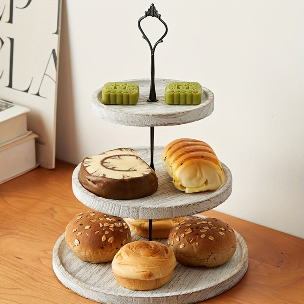 Wood Cupcake Stand 3 Tier Rustic Dessert Tower Holder for Birthday Party Wedding Baby Shower Farmhouse Woodland Decor Cupcake Display Rack Cake Serving Tray Table Centerpiece