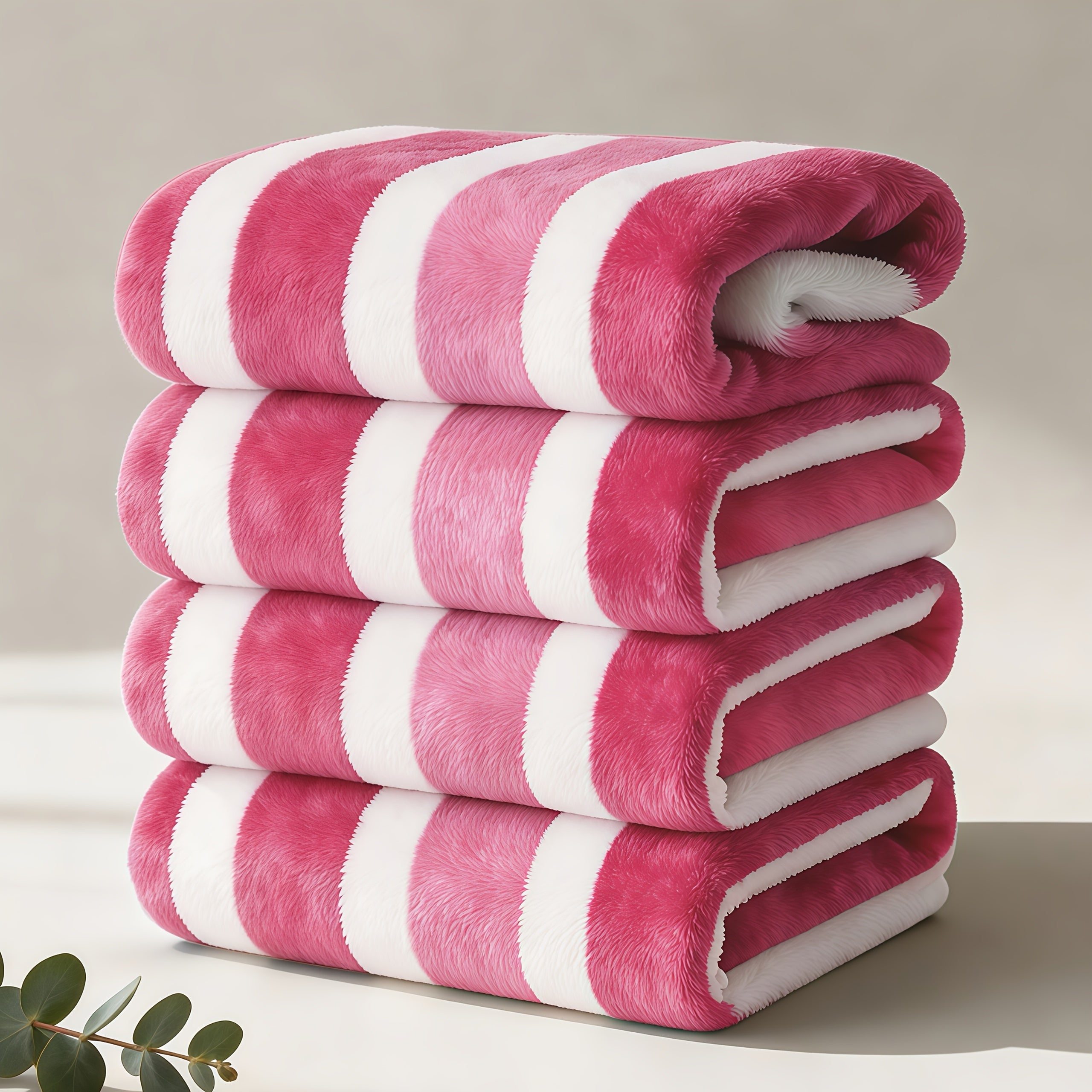 Microfiber Bath Towel Set No Hair Loss - Ultra Soft Highly Absorbent Quick Dry Two-Color Striped | 1 or 4 Pack | 27x55in | Slate Gray Berry Red Pine Green Multi | Beach Spa Gym Home Bathroom