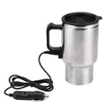 12V Car Electric Heating Travel Mug 450ml, Stainless Steel Car Electric Kettle with Cigarette Lighter Plug, 65¡ãC Keep Warm Coffee Mug Heater for Road Trip Camping