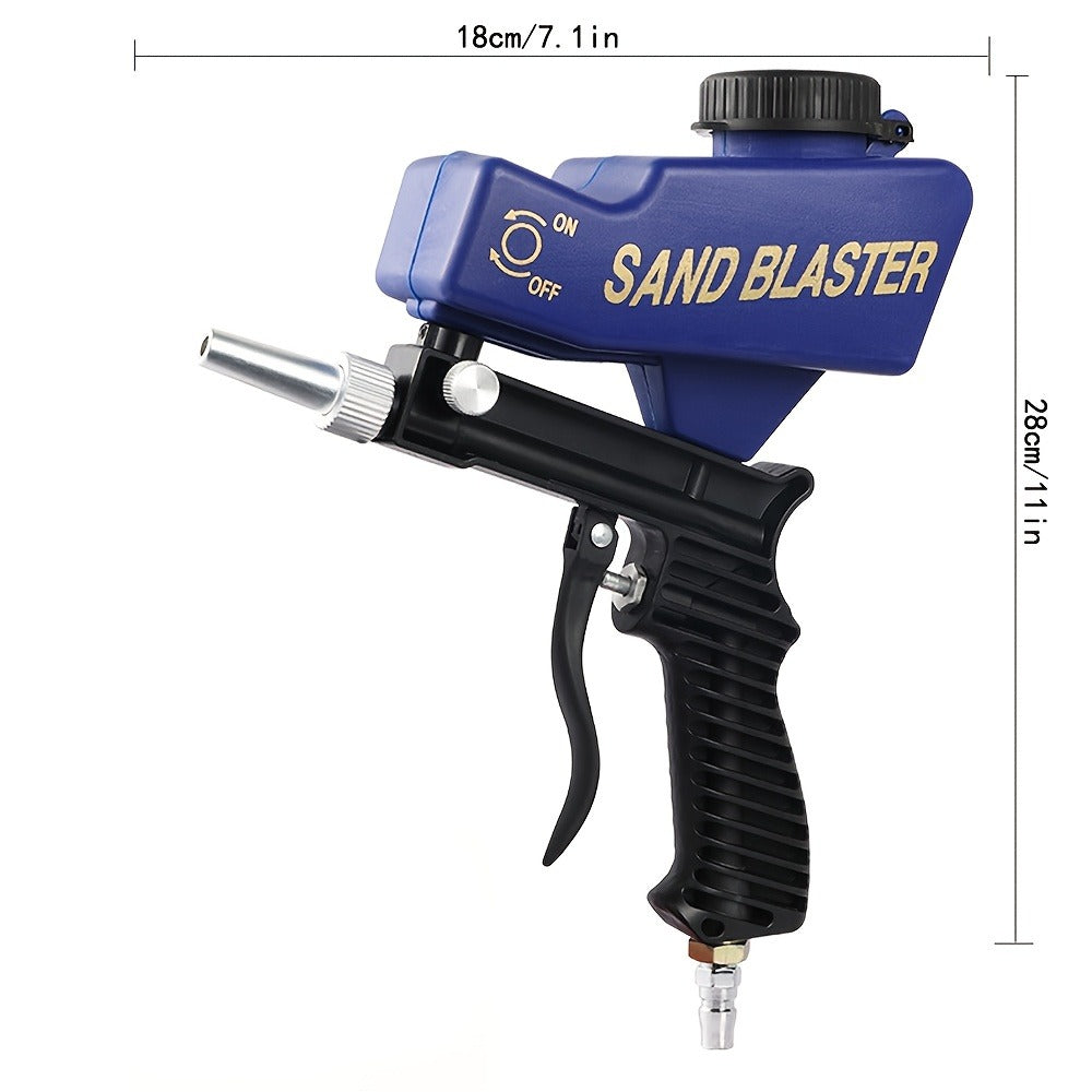 Sandblasting Gun 90PSI Portable Adjustable Flow 7.0cfm 6.5mm Nozzle Gravity Spray Tool for Rust Removal Paint Removal Deburring Polishing Metal Surface Requires Air Compressor Blue