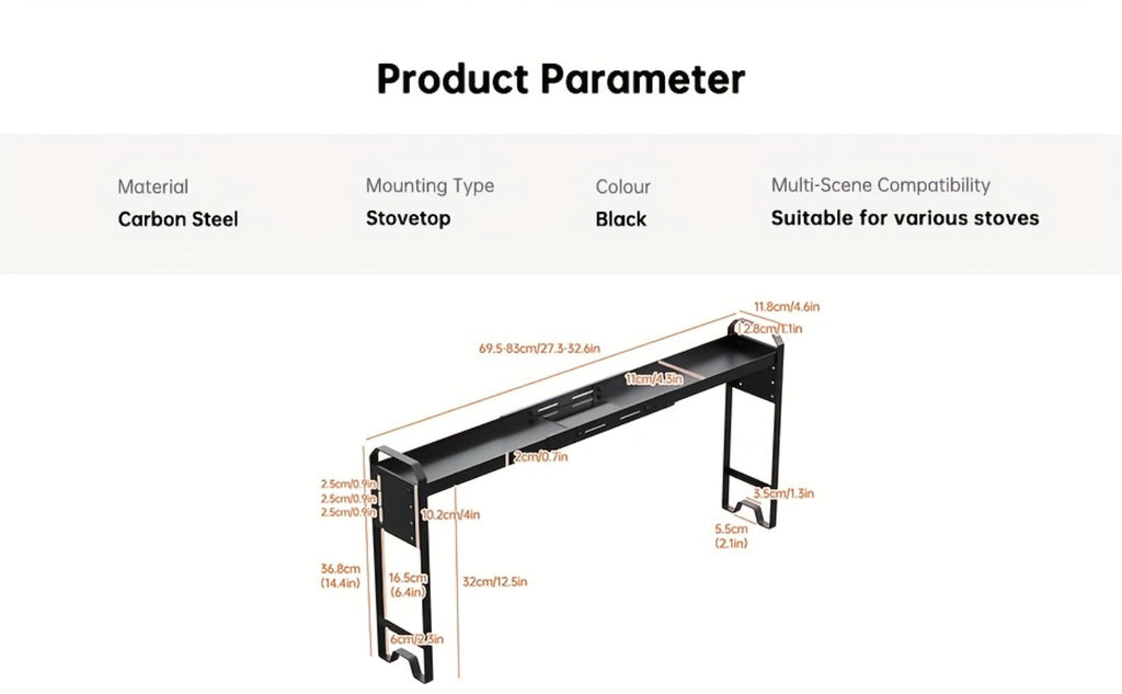 Stove Shelf Spice Rack Organizer ¨C Expandable Adjustable Height Kitchen Storage Rack for Back of Stove, Over Sink, Counter Top Organization