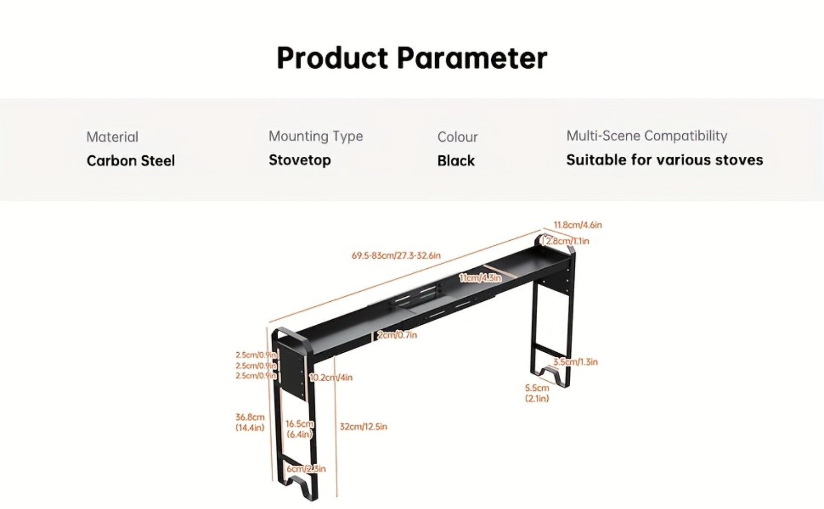 Stove Shelf Spice Rack Organizer ¨C Expandable Adjustable Height Kitchen Storage Rack for Back of Stove, Over Sink, Counter Top Organization