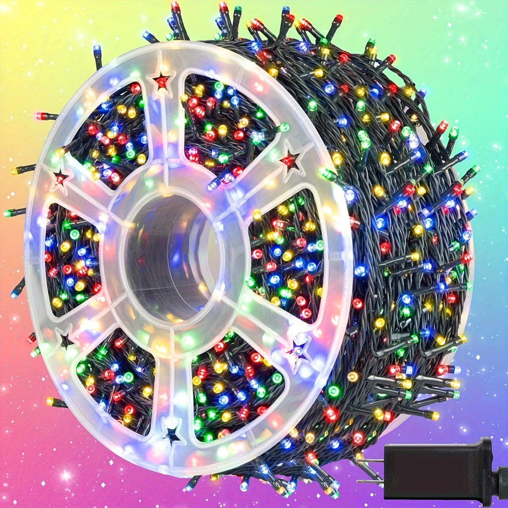 500 LED Christmas String Lights 170 Feet ¨C 8 Lighting Modes with Memory Plug, Transparent Wire Outdoor Lights for Christmas Tree, Party, Balcony & Holiday Decoration ¨C Warm White & Multicolor