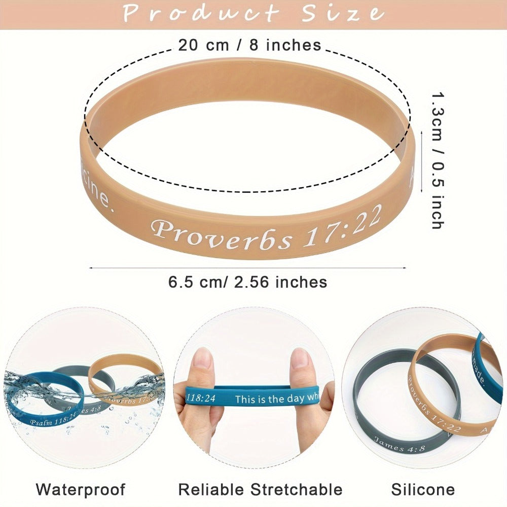 240pcs Bible Verse Silicone Wristbands Bulk ¨C Christian Motivational Bracelets for Baptism, Wedding, Easter, Father's Day Religious Gifts Unisex