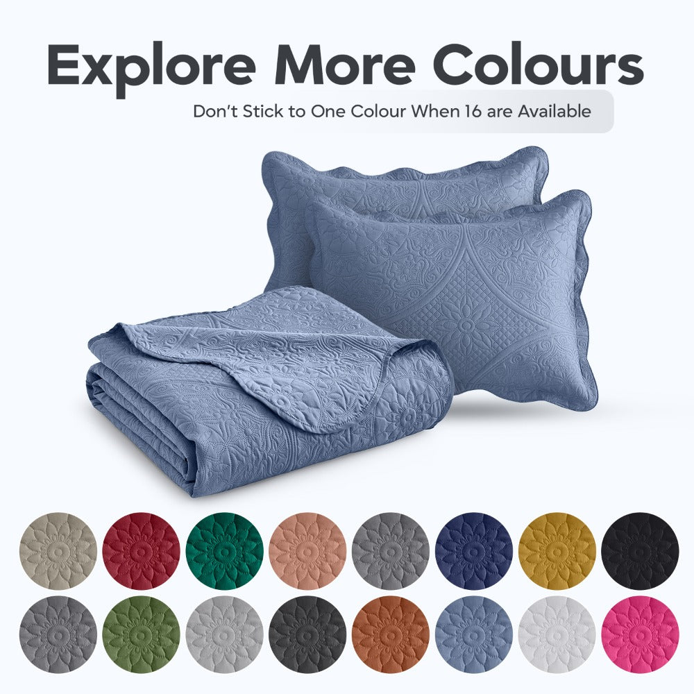 Quilted Bedspread Set 3 Piece ¨C Soft Floral Coverlet with Pillow Shams, Lightweight Breathable Quilt for Bedroom & Guest Room, All Season Bed Cover