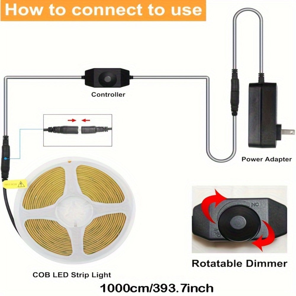 LED Strip Lights 32.8ft 1200 LEDs Dimmable, 2835SMD 24V Ultra Bright Flexible LED Rope Light for Bedroom Kitchen Cabinet Under Cabinet TV Backlight Home Decor