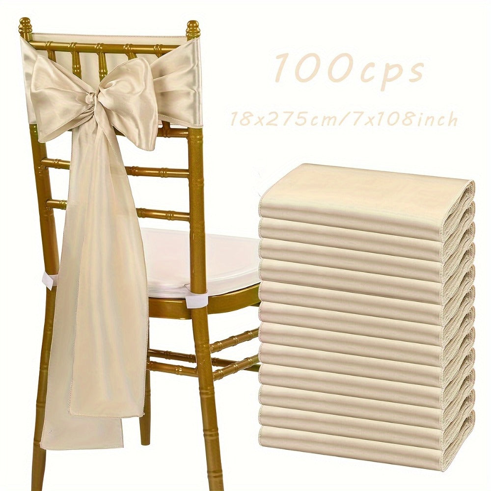 100pcs Satin Chair Sashes Bows for Wedding Banquet Party Event Decoration ¨C 13 Colors, 18¡Á275cm