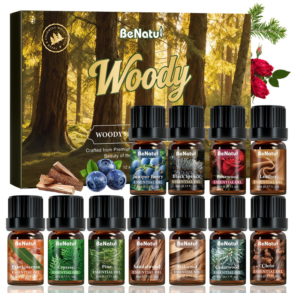 Essential Oil Set for Diffuser Humidifier Candle Making, Woody Coffee Date Night Garden Aroma Botanical Fragrance Oils, Sandalwood Cedarwood Lavender Peppermint Scents, Christmas Valentine Gift 12-24pcs