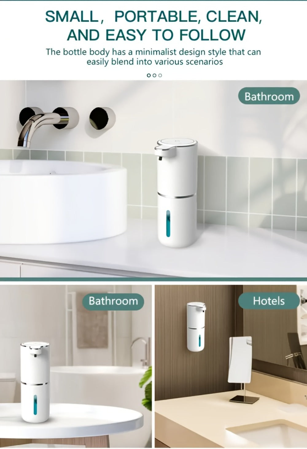 Automatic Foam Soap Dispenser Wall Mount Touchless 400ml USB Rechargeable IPX5 Waterproof 4 Adjustable Levels Sensor Soap Pump for Bathroom Kitchen Sink Office Hotel