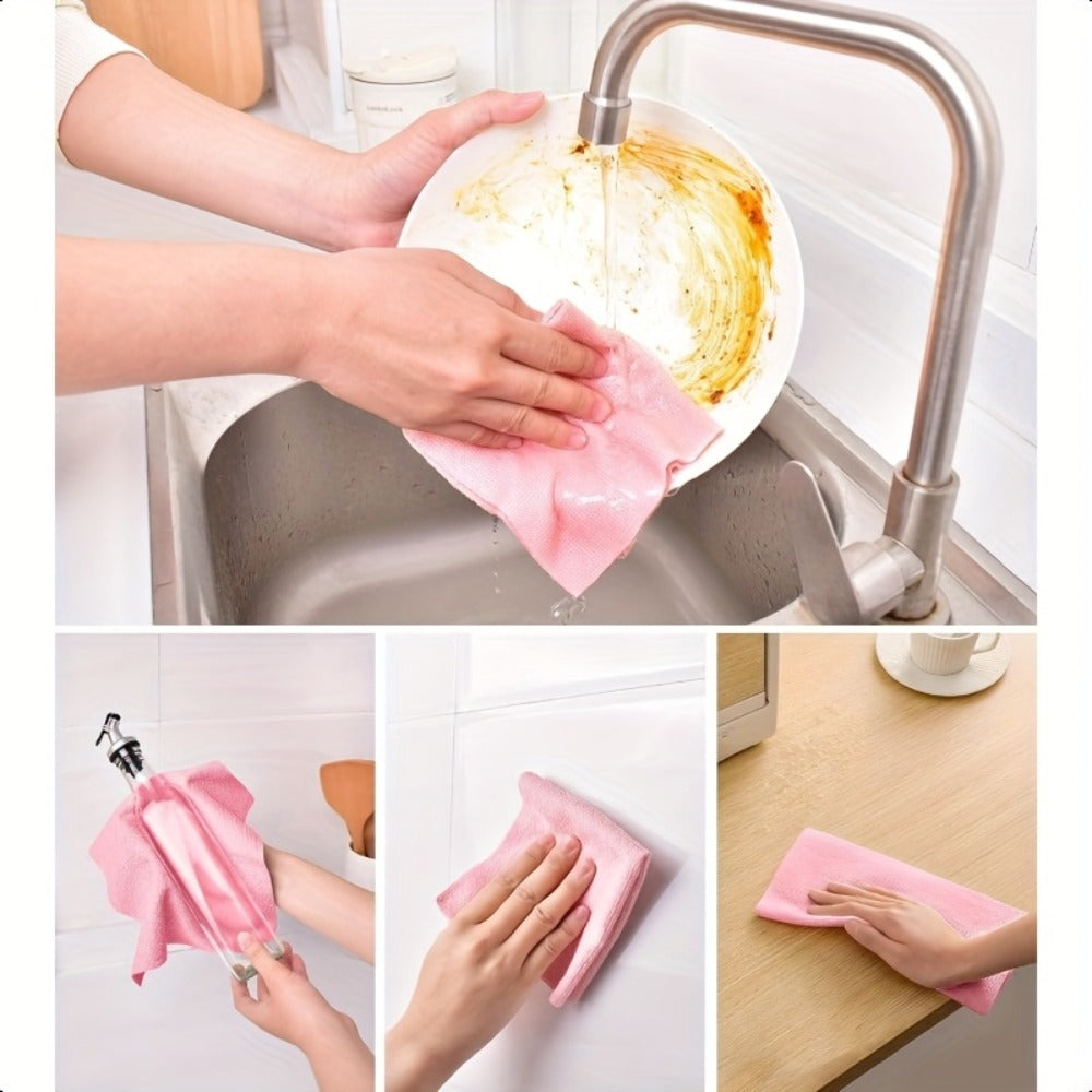 Reusable Microfiber Cleaning Towels 30-Pack, Kitchen Dish Cloth Roll, Absorbent Hand-Torn Disposable Napkins, Multi-Color Household Cleaning Cloths for Kitchen & Bath