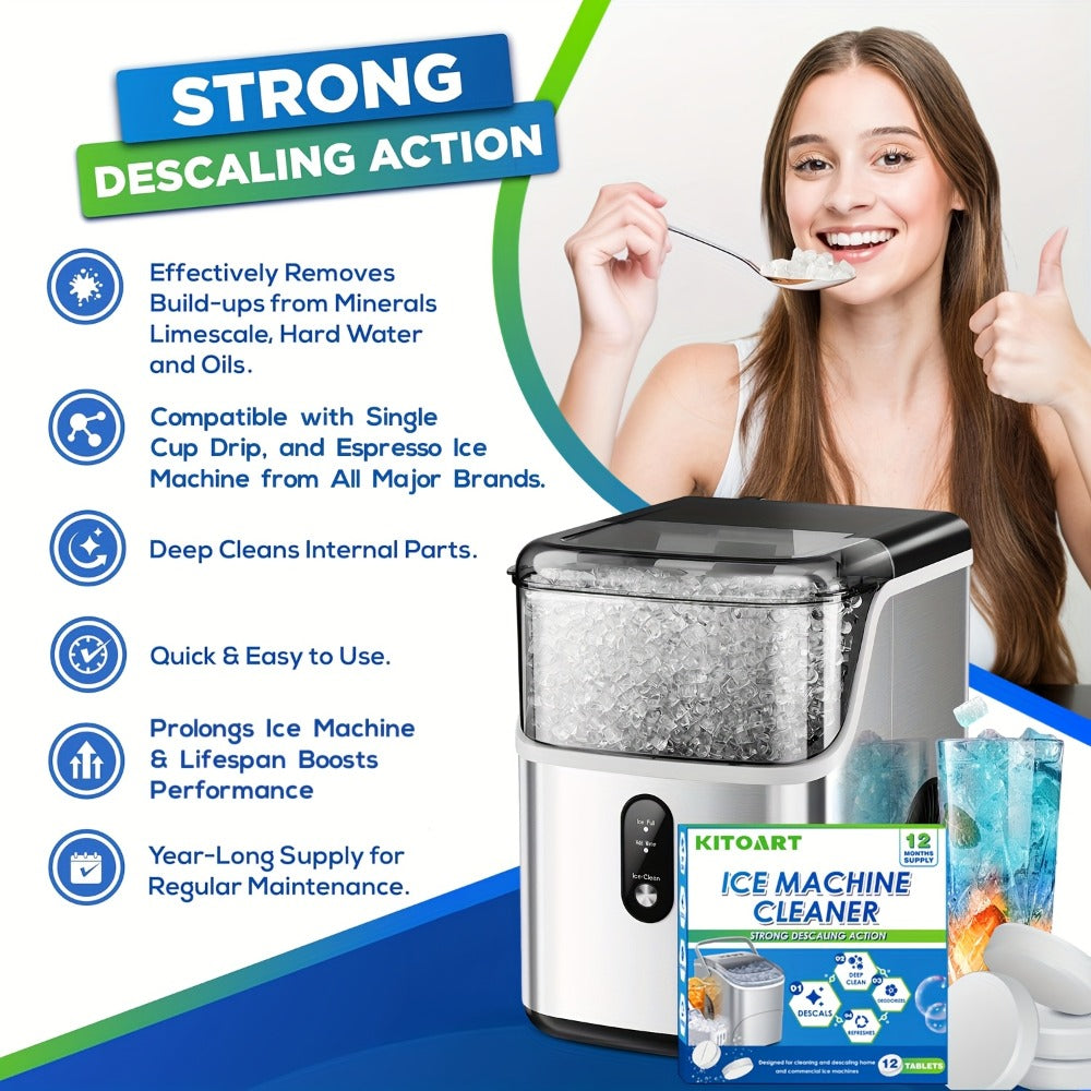 Ice Maker Cleaning Tablets Descaler 12/24/36 Pack, Food Grade Citric Acid Ice Machine Cleaner for Countertop Portable Commercial Ice Makers, Deep Clean Deodorize Remove Limescale