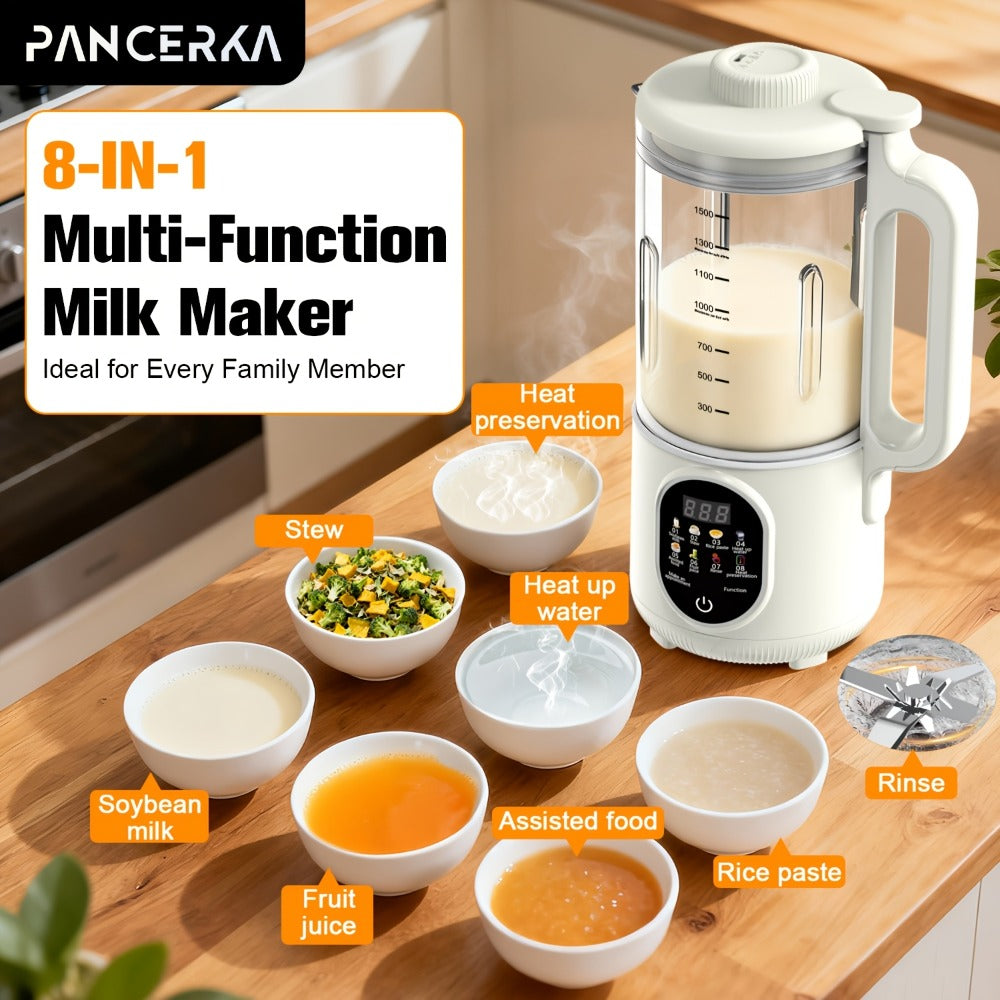 Nut Milk Maker Machine One-Touch Automatic - Multifunctional Plant-Based Milk Blender for Homemade Almond, Oat, Soy & Coconut Milk, High Capacity Countertop Blender for Dairy-Free Living