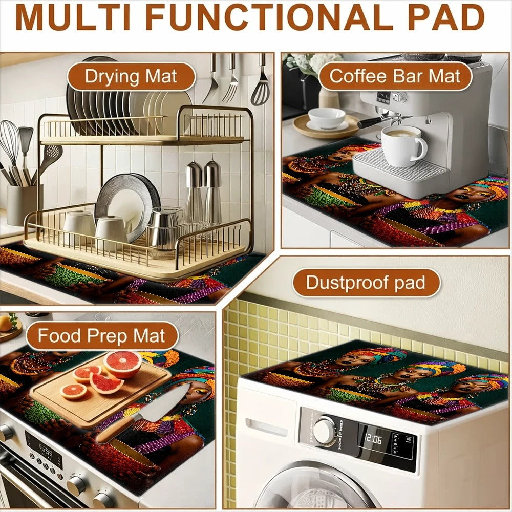 Stove Protector Mat African Tribal Pattern | Heat-Resistant Cooktop Cover for Gas Stove Induction Cooker & Oven | Reusable Non-Slip Kitchen Mat | Glass Countertop Washer Dryer Top Pad 28.35x20.47in