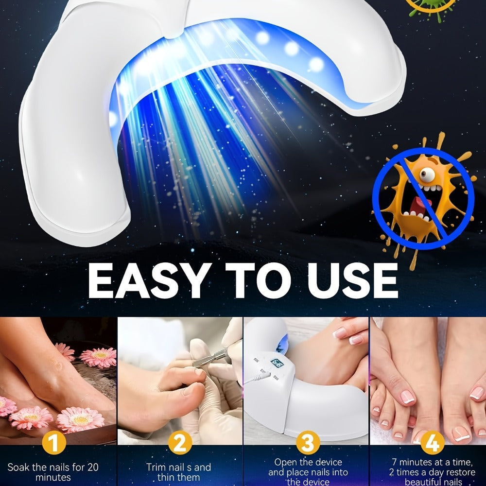 Nail Fungus Treatment Device ¨C FDA Cleared Light Therapy for Toenails & Fingernails, Foldable Laser Nail Cleaning Device for Discolored & Thickened Nails, At-Home Nail Care Gift