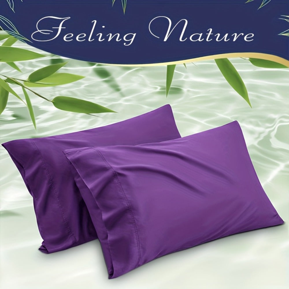 Bamboo Cooling Fitted Sheet Set 2300TC Deep Pocket All Season Bed Sheets | Ultra Soft Breathable Shrink-Resistant Flat Sheet Pillowcases Multiple Colors