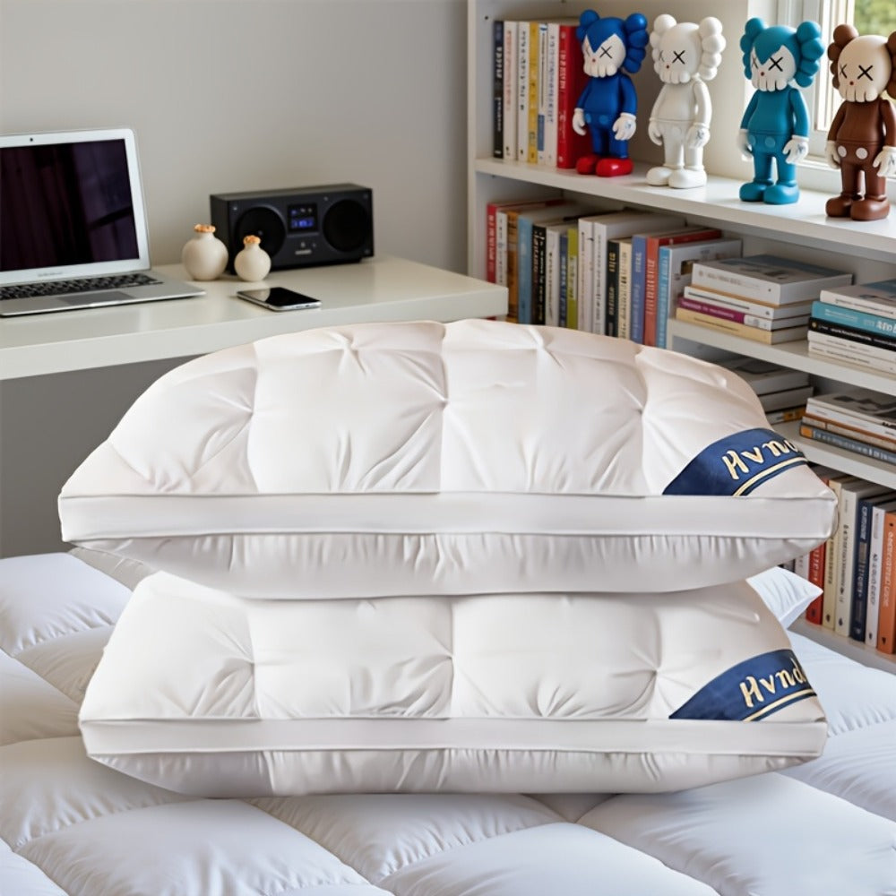 Luxury Hotel Pillows 2-Pack | King & Queen Size, Hypoallergenic Polyester Fill, Soft Satin Cover, Deep Sleep Neck Support, All-Season Non-Sinking Pillow Core, Boho Modern Design
