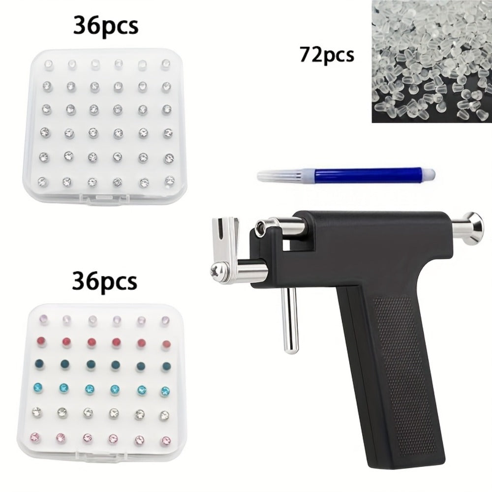 Ear Piercing Tool Set Reusable - Safe Ear Piercing Kit with Ear Studs, Professional Piercing Gun for Home & Salon Use, Unisex, Hypoallergenic Ear Studs Included, Multiple Combination Options