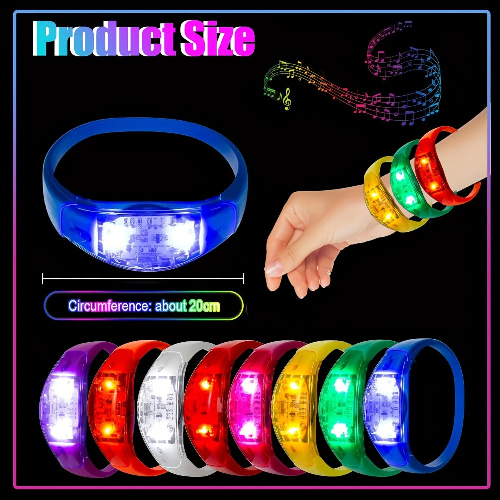 Sound Activated Light Up Bracelets Bulk 20/50 Pcs Glow Wristbands Voice Controlled Flashing LED Bracelet for Concerts Rave Party Events Festival Accessories