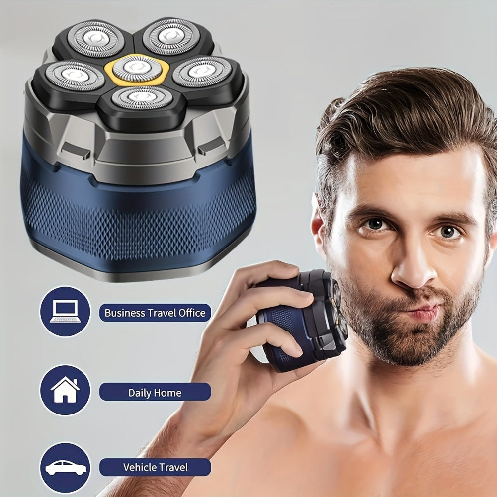 Head Shaver for Bald Men 6-Blade Electric Head Razor Magnetic Floating Blades USB-C Rechargeable 1400mAh LED Display Travel Lock 2-Speed Skin-Friendly Gift for Dad Boyfriend