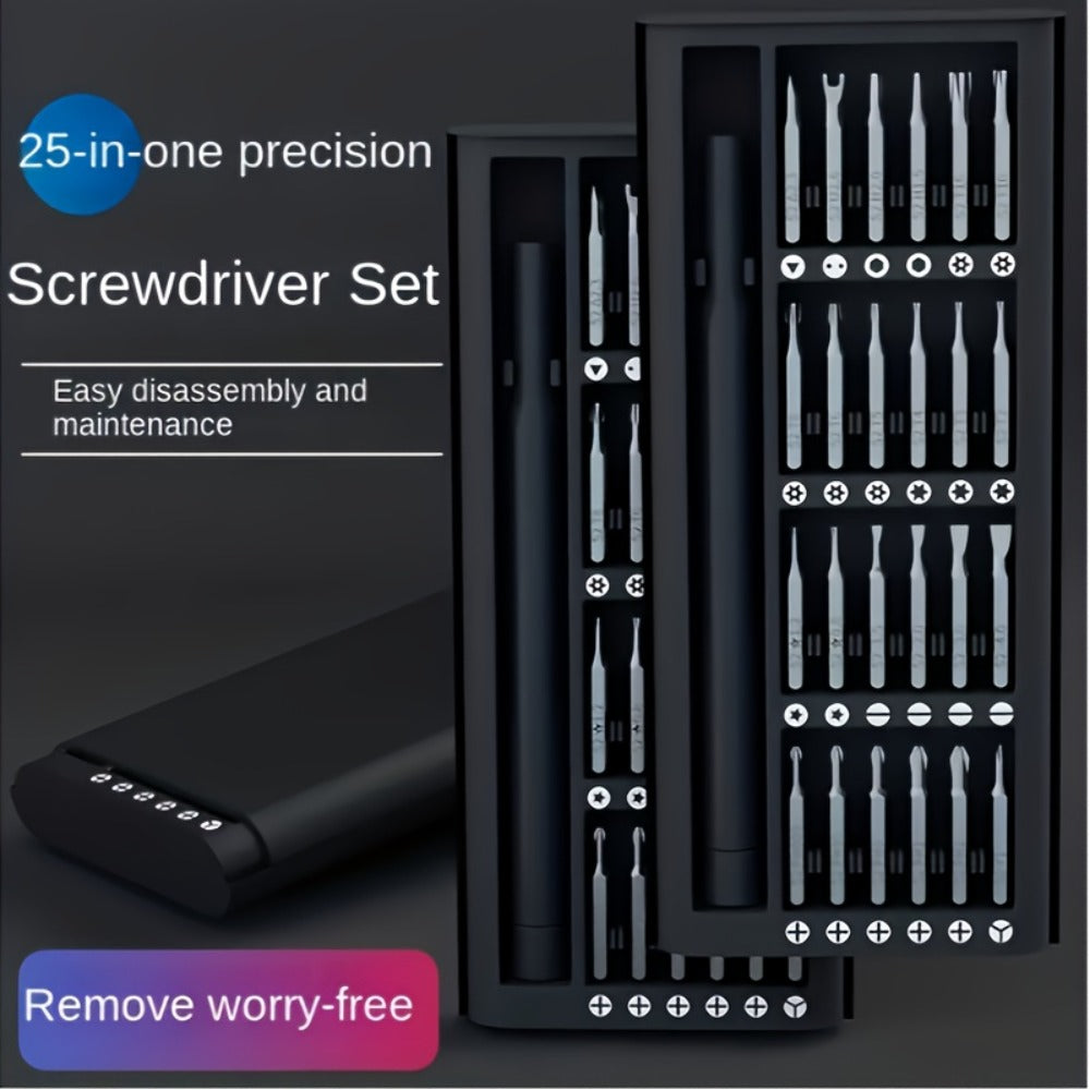 Precision Screwdriver Set 24-in-1 Multi-Functional Phone Tablet Laptop Repair Tool Kit Magnetic Bit Disassembly Removal Tools for Electronics Watch Glasses Computer DIY Repair Black Gray