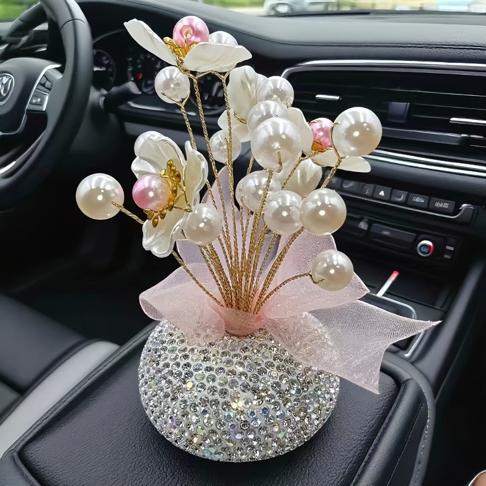 Crystal Flower Car Decoration Handmade DIY Simulation Crystal Flowers for Car Center Console Dashboard Home Decor Holiday Party Birthday Gift Mother's Day Valentine's Day