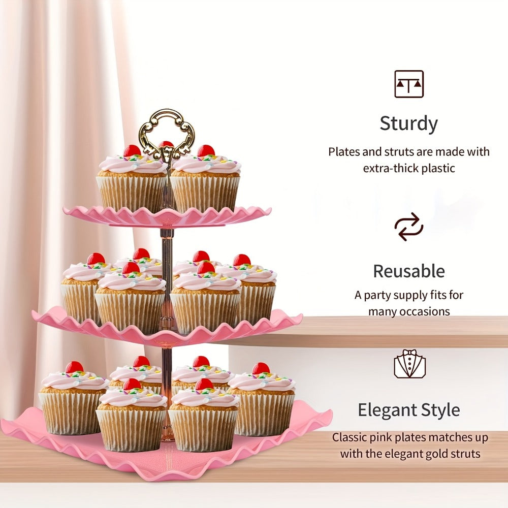 Cake Stand Set 5 Piece ¨C 2 Square Three-Tier Cupcake Stands & 3 Appetizer Trays for Birthday, Baby Shower, Bridal Shower, Christmas, Halloween Party Dessert Display