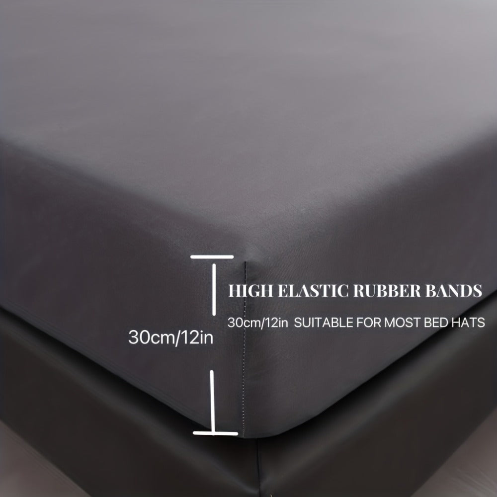Waterproof Fitted Sheet Soft Breathable Mattress Cover Solid Color Deep Pocket Bed Sheet for Bedroom Guest Room Dorm Twin Full Queen King