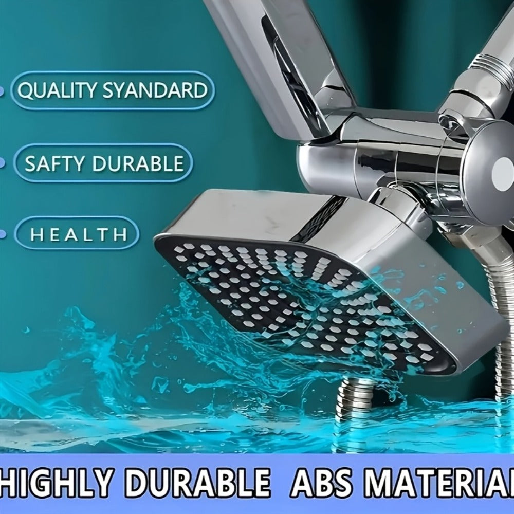 2-in-1 High Pressure Handheld Shower Head Set with Rain Showerhead ¨C Long Hose T-Valve ABS Wall Mount Bathroom Upgrade