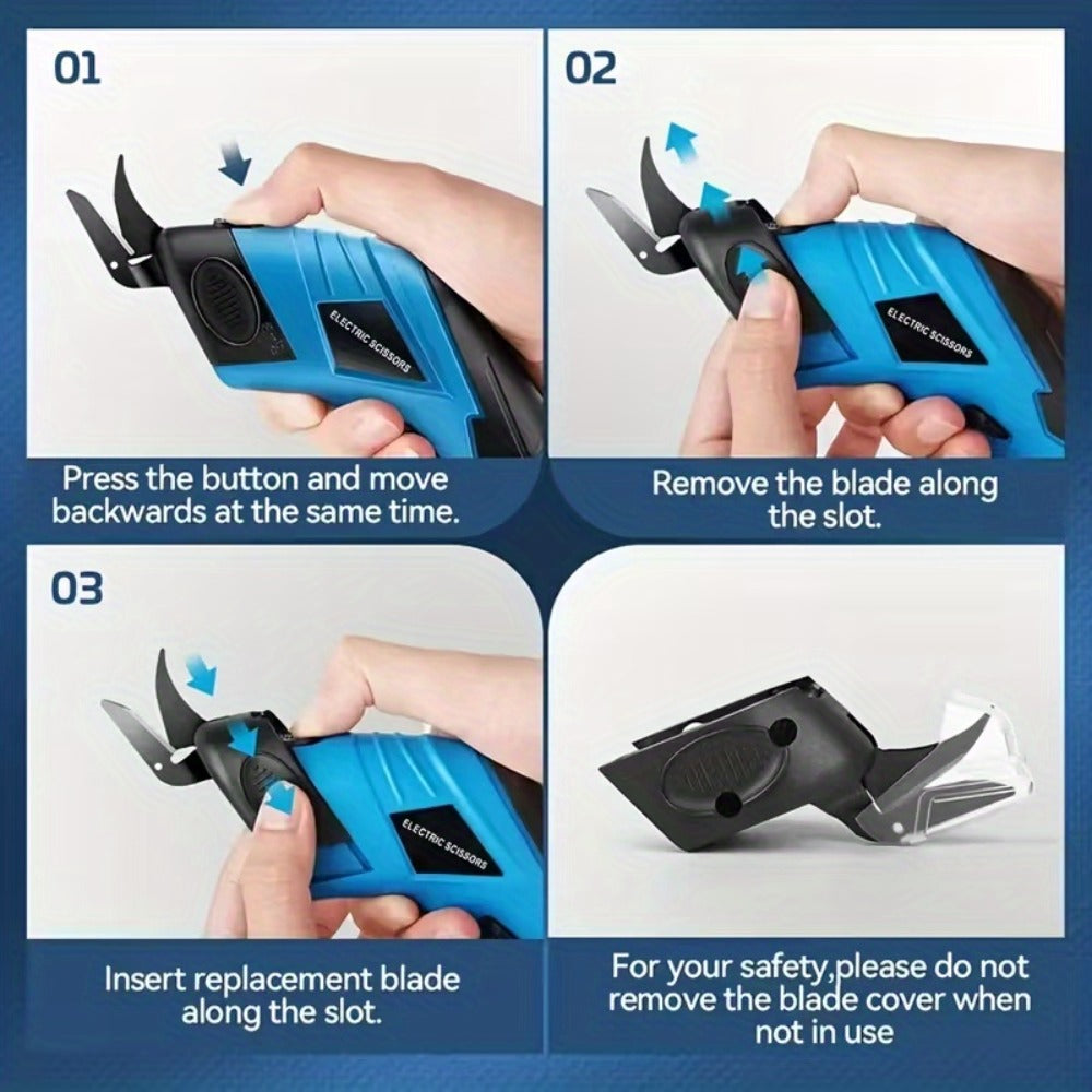 Electric Fabric Cutting Scissors USB Rechargeable ¨C 1500mAh Cordless Precision Cutter for Clothing Leather Carpet Crafts Cardboard Ergonomic One-Touch