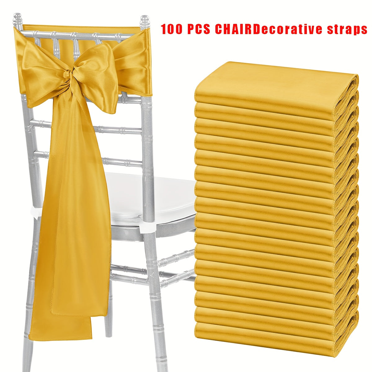100pcs Satin Chair Sashes Bows for Wedding Banquet Party Event Decoration ¨C 13 Colors, 18¡Á275cm