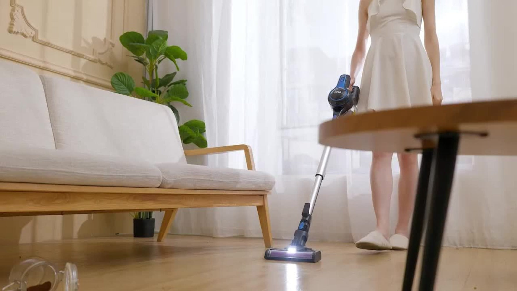 Cordless Vacuum Cleaner 2-in-1 Corded 70KPA Powerful Suction | 6-in-1 Handheld Vacuum with Detachable Battery 45-Min Runtime LED Brush Head 50.5oz Dust Cup | For Hardwood Floor Carpet Pet Hair Home Car